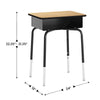 Desk with Open Front Metal Book Box, Natural Desktop, Navy Stack Chair - Flash Furniture