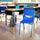 Desk with Open Front Metal Book Box, Natural Desktop, Navy Stack Chair - Flash Furniture