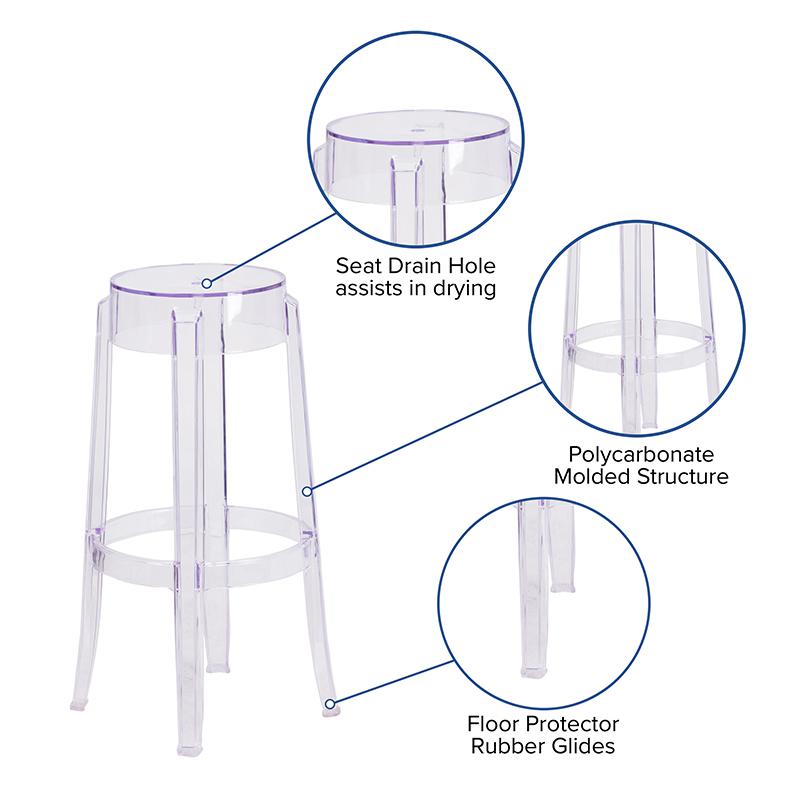 29.75'' High Transparent Barstool - Flash Furniture