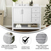 42 Inch Contemporary Bathroom Vanity with Storage Drawers and Sink Combo - Flash Furniture