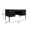30x60 Double Pedestal Desk with 5 Locking Drawers, Walnut Top and Black Frame - Flash Furniture