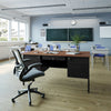 30x60 Double Pedestal Desk with 5 Locking Drawers, Walnut Top and Black Frame - Flash Furniture