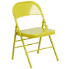 HERCULES COLORBURST Series Twisted Citron Triple Braced & Double Hinged Metal Folding Chair - Flash Furniture