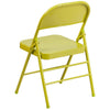 HERCULES COLORBURST Series Twisted Citron Triple Braced & Double Hinged Metal Folding Chair - Flash Furniture