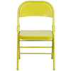 HERCULES COLORBURST Series Twisted Citron Triple Braced & Double Hinged Metal Folding Chair - Flash Furniture