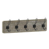 Wall Mounted 24 in Weathered Solid Pine Wood Storage Rack with 5 Hooks - Flash Furniture