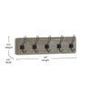 Wall Mounted 24 in Weathered Solid Pine Wood Storage Rack with 5 Hooks - Flash Furniture