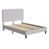 Light Grey Queen Fabric Upholstered Platform Bed - Headboard with Rounded Edges - Flash Furniture