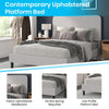 Light Grey Queen Fabric Upholstered Platform Bed - Headboard with Rounded Edges - Flash Furniture
