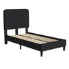 Charcoal Twin Fabric Upholstered Platform Bed - Headboard with Rounded Edges - Flash Furniture
