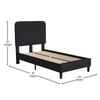 Charcoal Twin Fabric Upholstered Platform Bed - Headboard with Rounded Edges - Flash Furniture