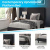 Charcoal Twin Fabric Upholstered Platform Bed - Headboard with Rounded Edges - Flash Furniture