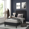 Charcoal Twin Fabric Upholstered Platform Bed - Headboard with Rounded Edges - Flash Furniture
