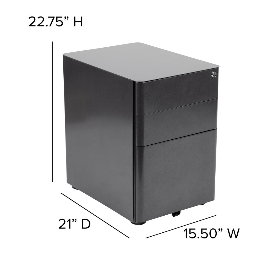 3-Drawer Mobile Locking Filing Cabinet with Anti-Tilt Mechanism, Black - Flash Furniture