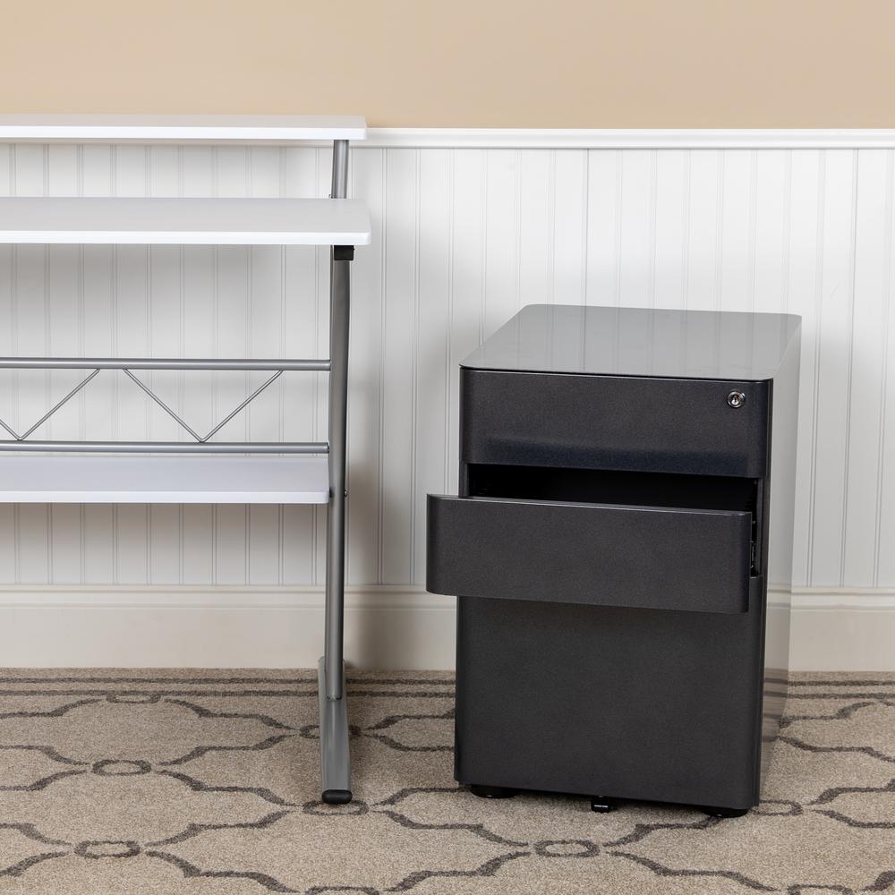 3-Drawer Mobile Locking Filing Cabinet with Anti-Tilt Mechanism, Black - Flash Furniture