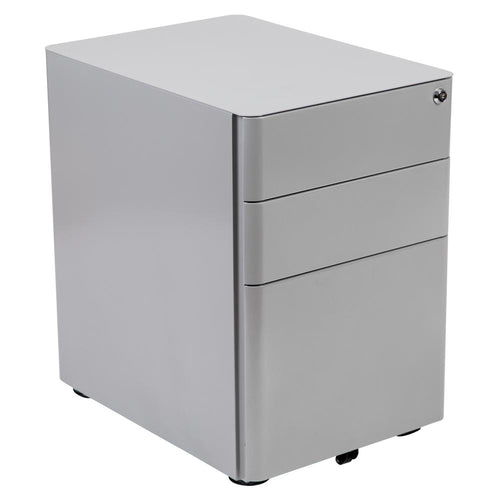 3-Drawer Mobile Locking Filing Cabinet with Anti-Tilt Mechanism, Gray - Flash Furniture