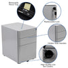 3-Drawer Mobile Locking Filing Cabinet with Anti-Tilt Mechanism, Gray - Flash Furniture