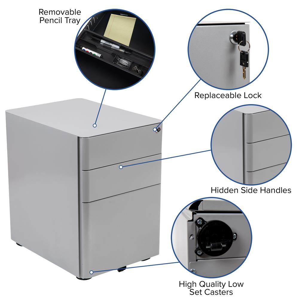 3-Drawer Mobile Locking Filing Cabinet with Anti-Tilt Mechanism, Gray - Flash Furniture
