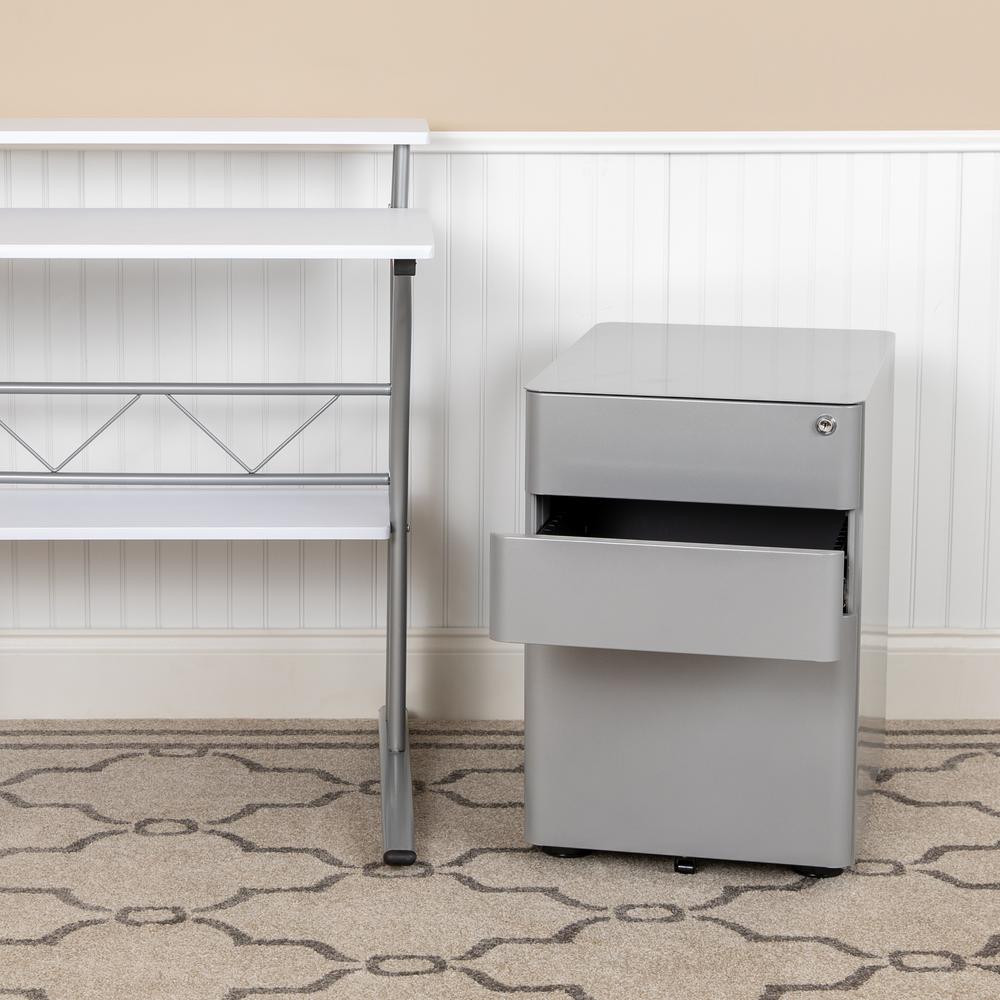 3-Drawer Mobile Locking Filing Cabinet with Anti-Tilt Mechanism, Gray ...