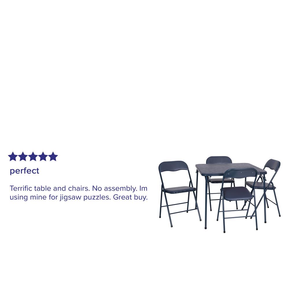 5 Piece Navy Folding Card Table and Chair Set - Flash Furniture