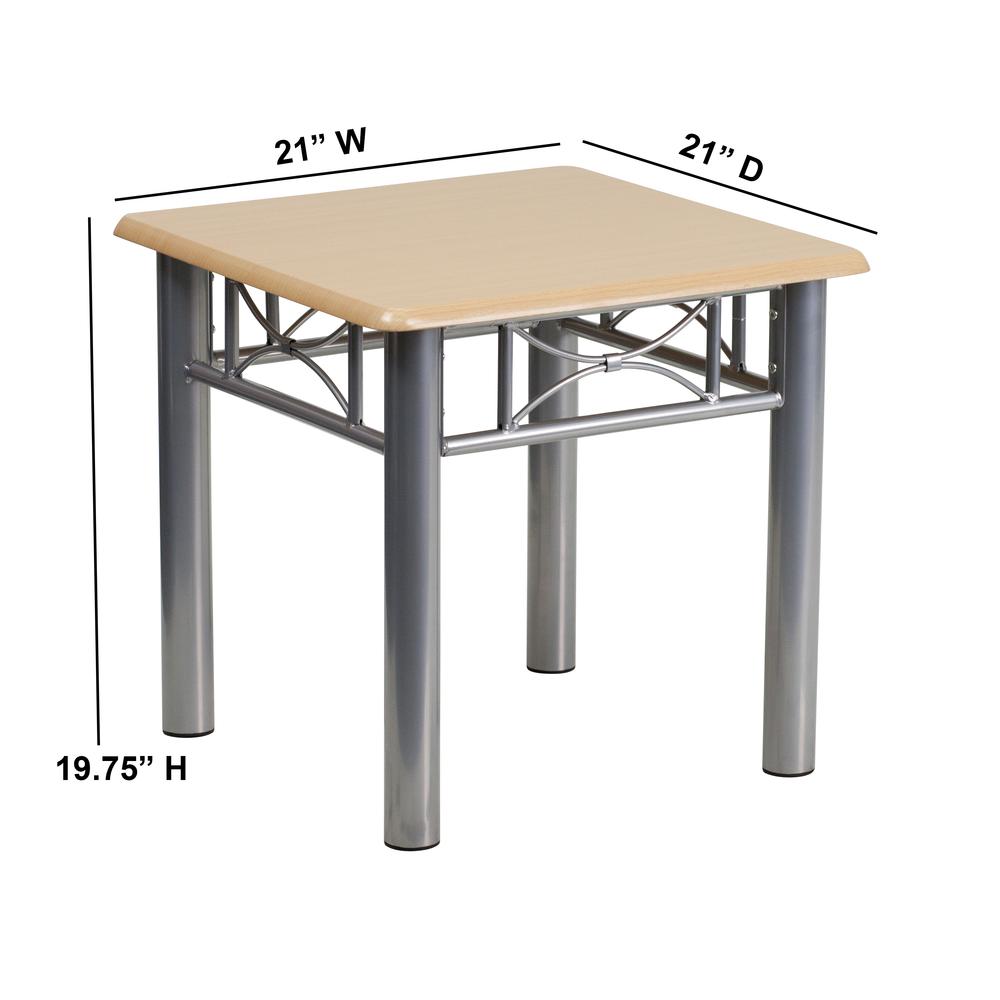 Natural Laminate End Table with Silver Steel Frame - Flash Furniture