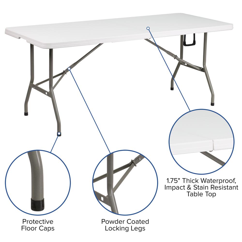 Tent Set-10'x10' Wheeled White Canopy Tent, 6-Foot Table, 4 White Folding Chairs - Flash Furniture