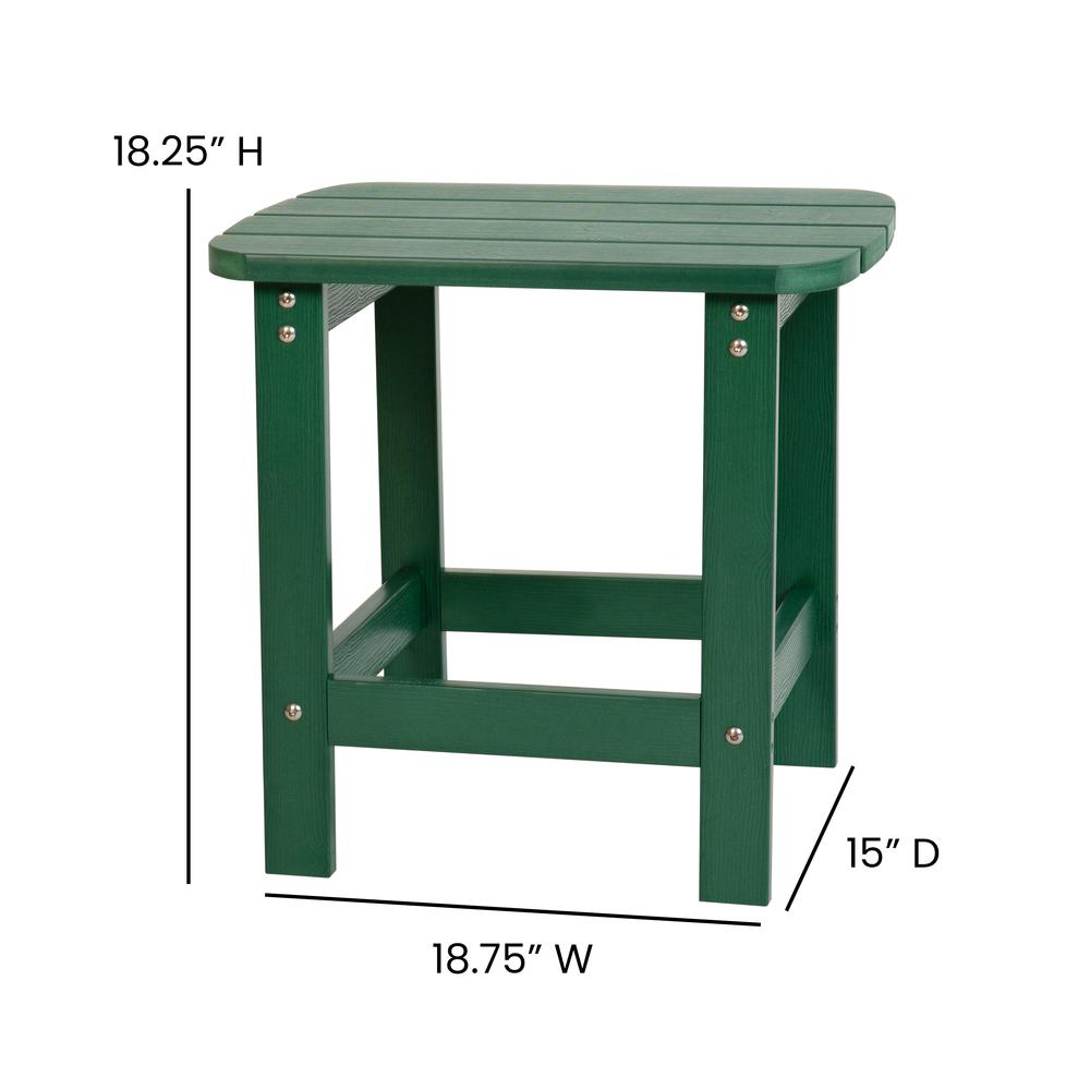 All-Weather Poly Resin Wood Adirondack Side Table in Green - Flash Furniture