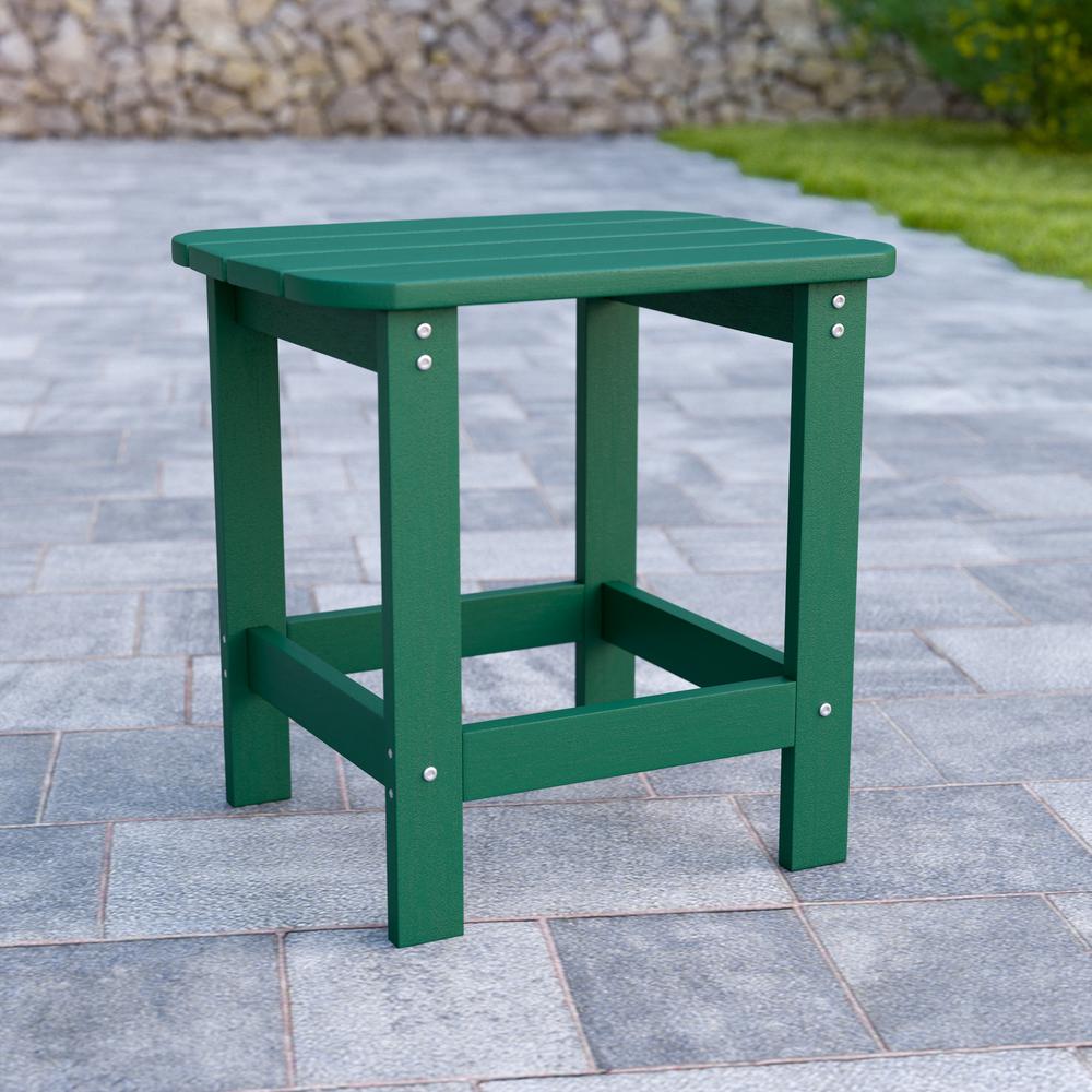 All-Weather Poly Resin Wood Adirondack Side Table in Green - Flash Furniture