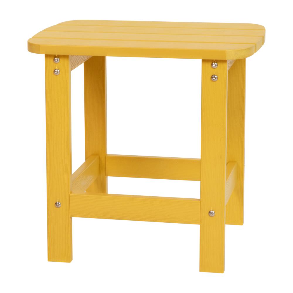 All-Weather Poly Resin Wood Adirondack Side Table in Yellow - Flash Furniture