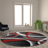 8' x 8' Red Round Abstract Area Rug - Olefin Rug - Flash Furniture