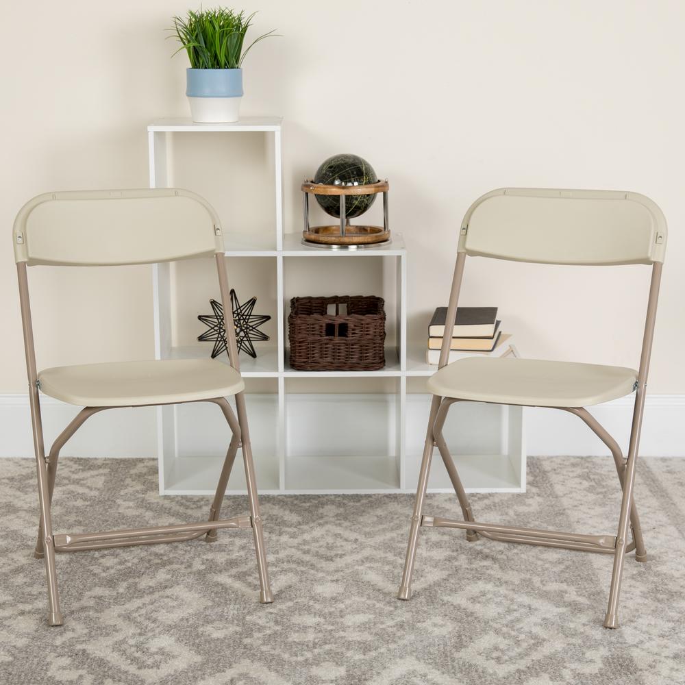 HERCULES Series 650 lb. Capacity Premium Beige Plastic Folding Chair - Flash Furniture