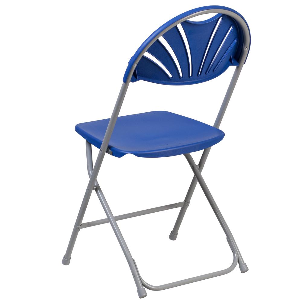 HERCULES Series 650 lb. Capacity Blue Plastic Fan Back Folding Chair - Flash Furniture