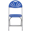 HERCULES Series 650 lb. Capacity Blue Plastic Fan Back Folding Chair - Flash Furniture