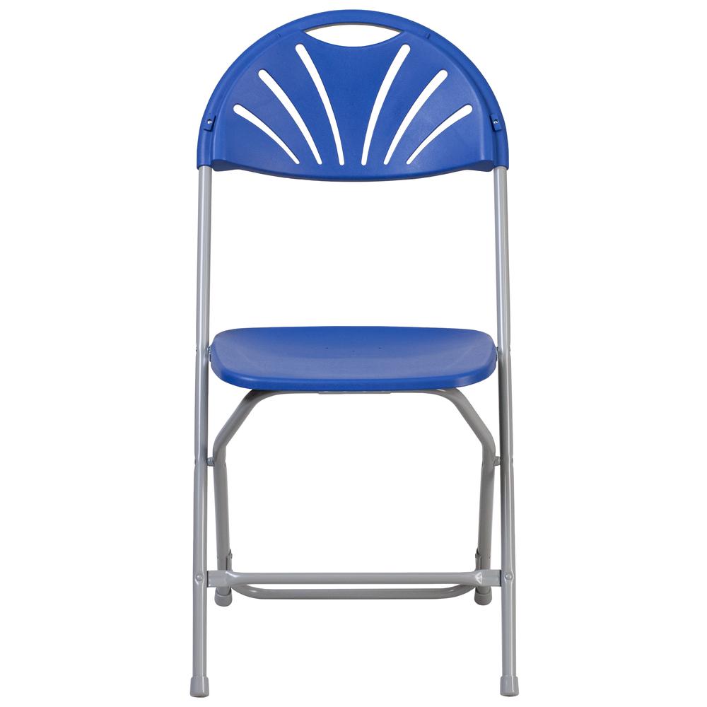 HERCULES Series 650 lb. Capacity Blue Plastic Fan Back Folding Chair - Flash Furniture
