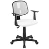 Mid-Back White Mesh Swivel Task Office Chair with Pivot Back and Arms - Flash Furniture