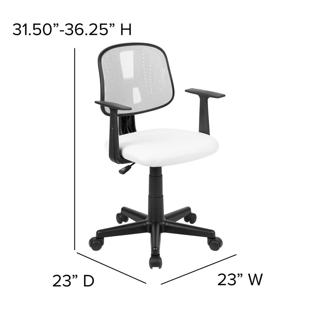 Mid-Back White Mesh Swivel Task Office Chair with Pivot Back and Arms - Flash Furniture