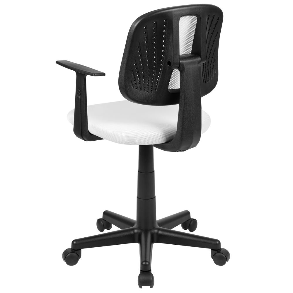 Mid-Back White Mesh Swivel Task Office Chair with Pivot Back and Arms - Flash Furniture