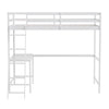 Loft Bed Frame with Desk, Twin Size with Protective Guard Rails - White - Flash Furniture