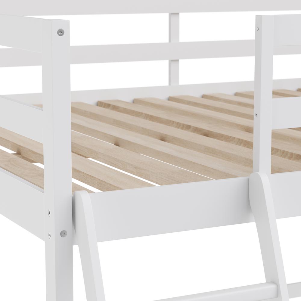Loft Bed Frame with Desk, Twin Size with Protective Guard Rails - White - Flash Furniture