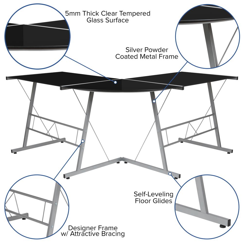 L-Shaped Desk 83.5'' Computer Corner Desk, Black - Flash Furniture