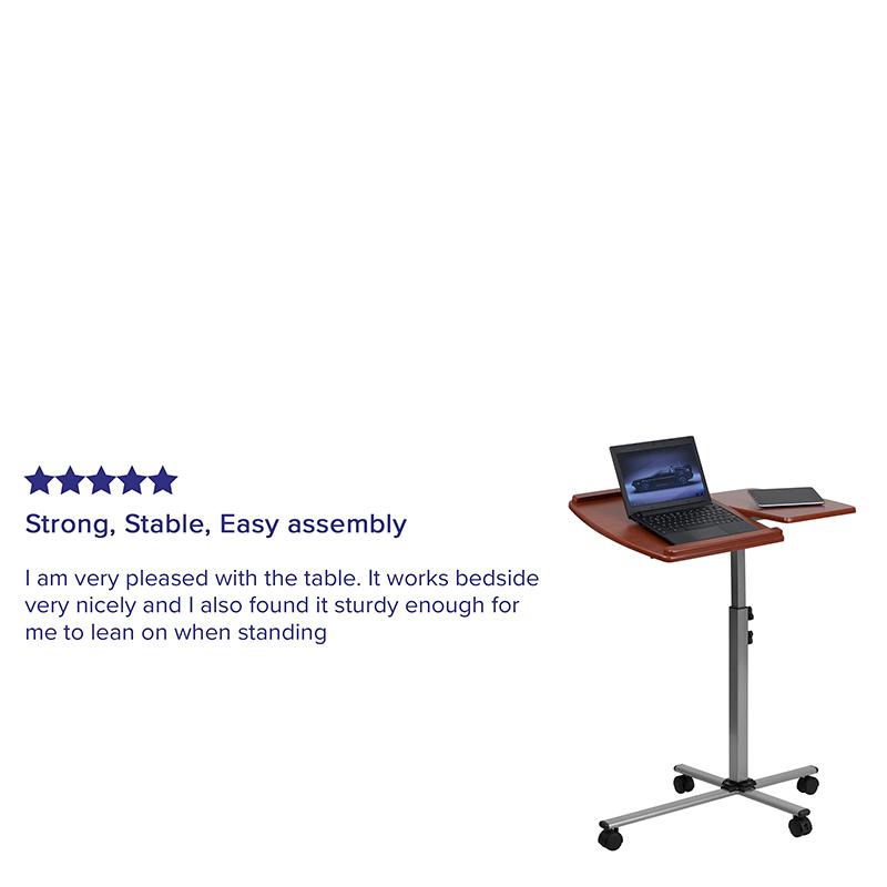 Angle and Height Adjustable Mobile Laptop Computer Table with Cherry Top - Flash Furniture