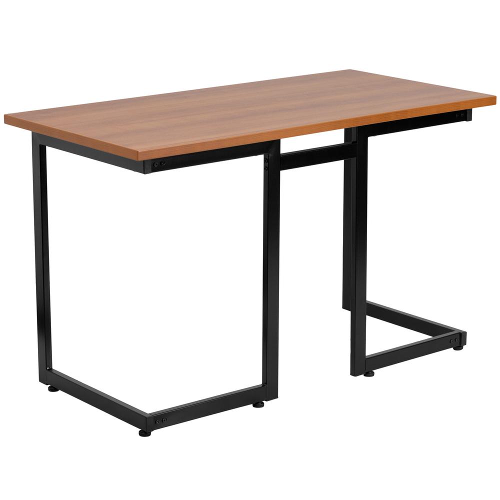 Cherry Computer Desk with Black Metal Frame - Flash Furniture