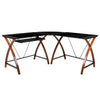 Black Glass L-Shape Corner Computer Desk with Pull-Out Keyboard Tray - Flash Furniture