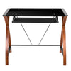 Black Glass L-Shape Corner Computer Desk with Pull-Out Keyboard Tray - Flash Furniture