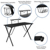 Black Gaming Desk with Cup Holder, Headphone Hook, and Monitor/Smartphone Stand - Flash Furniture