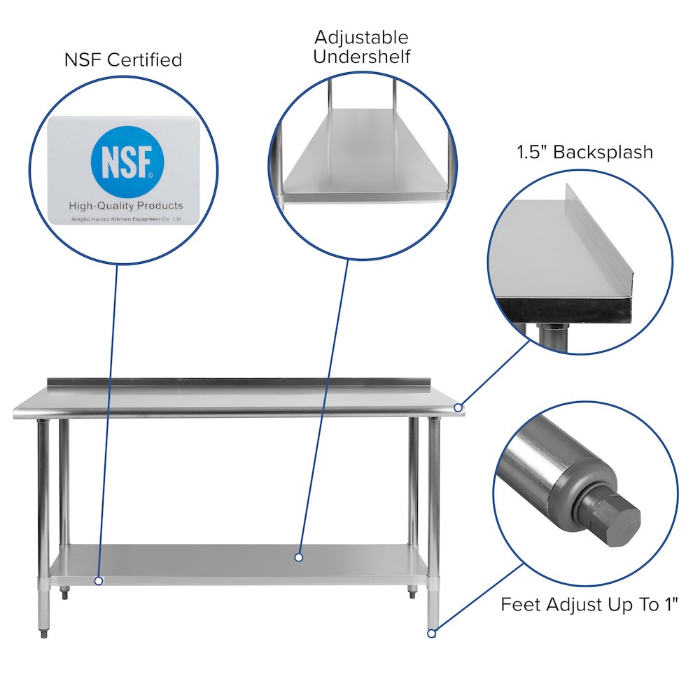 Stainless Steel 18  Gauge Prep and Work Table - Flash Furniture