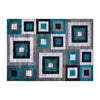 Geometric 5' x 7' Turquoise, Grey, and White Olefin Area Rug with Cotton Backing - Flash Furniture