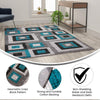 Geometric 5' x 7' Turquoise, Grey, and White Olefin Area Rug with Cotton Backing - Flash Furniture