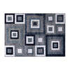 Geometric 6' x 9' Blue, Grey, and White Olefin Area Rug with Cotton Backing - Flash Furniture