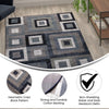 Geometric 6' x 9' Blue, Grey, and White Olefin Area Rug with Cotton Backing - Flash Furniture